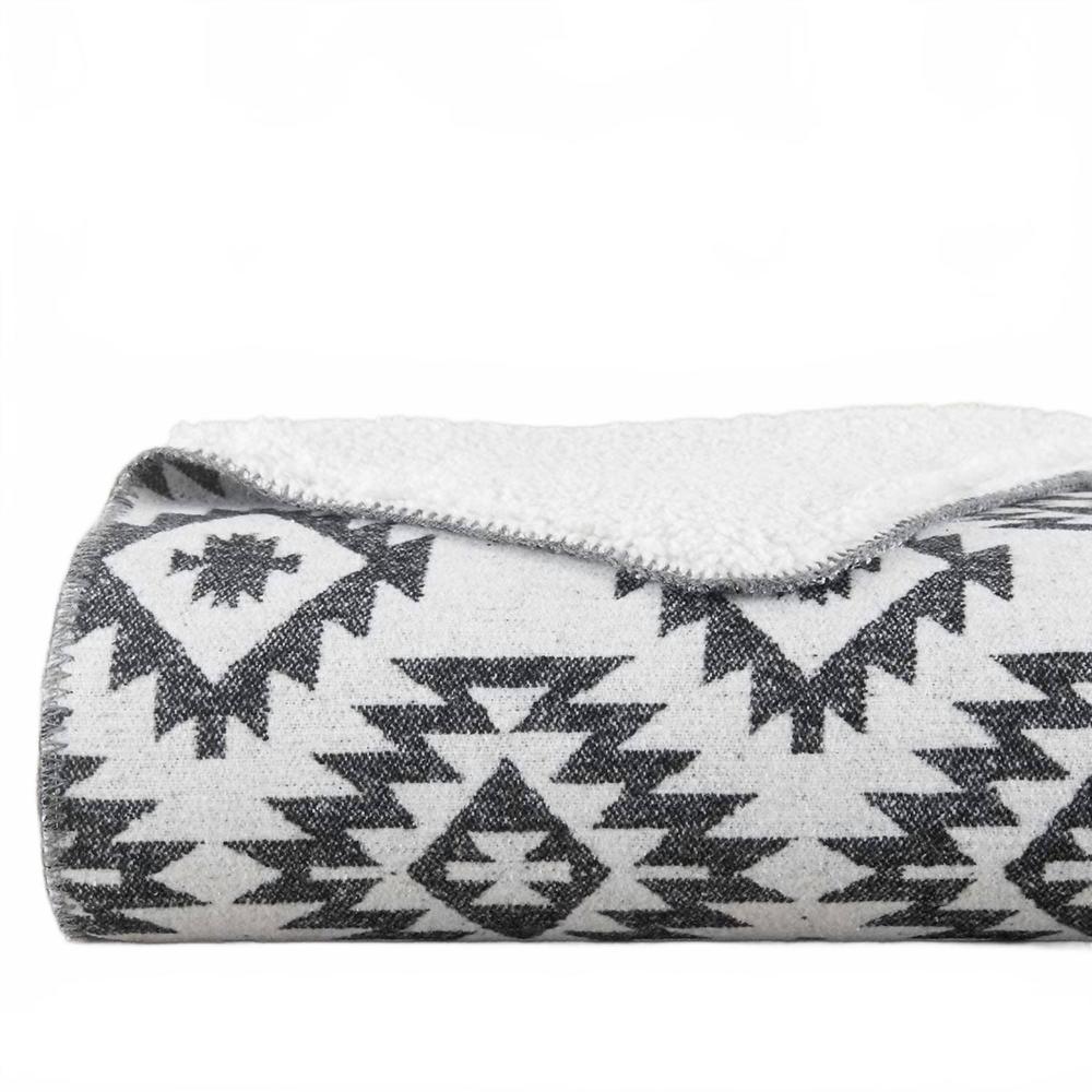 NEW HIEND ACCENTS aztec designer shearling throw blankets in black